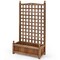Dark Brown Fir Wood Outdoor Planter with Trellis Large Flower Box for Garden Balcony Yard